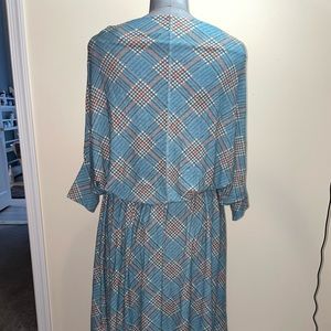 Teal plaid dolman sleeve skirt set